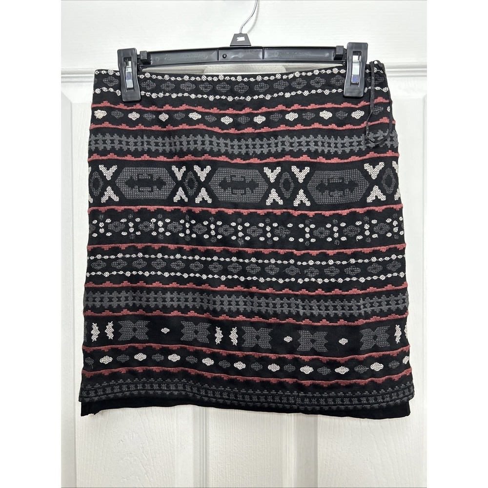 Willow & Clay Junior M Tribal Knit Mini Skirt Black Lined 6446